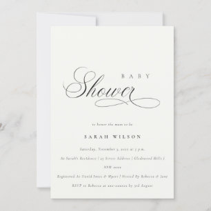 Invitation de Baby shower noir simple Script