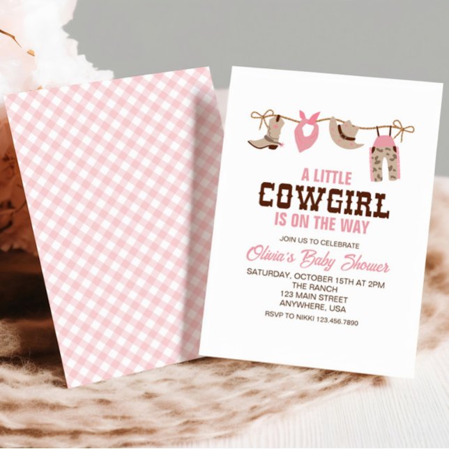 Invitation de Baby shower occidental Pink Cowgirl (Créateur téléchargé)