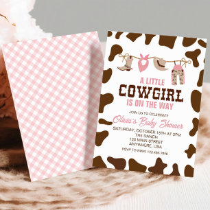Invitation de Baby shower occidental Pink Cowgirl
