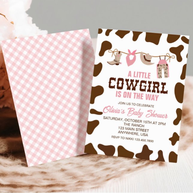 Invitation de Baby shower occidental Pink Cowgirl (Créateur téléchargé)