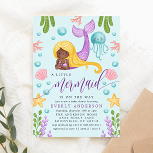 Invitation de Baby Shower Océan Sirène Africaine