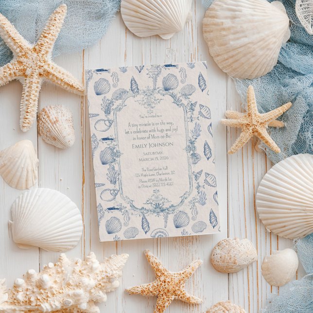 Invitation de Baby Shower Océanique Toile Bleue (Créateur téléchargé)