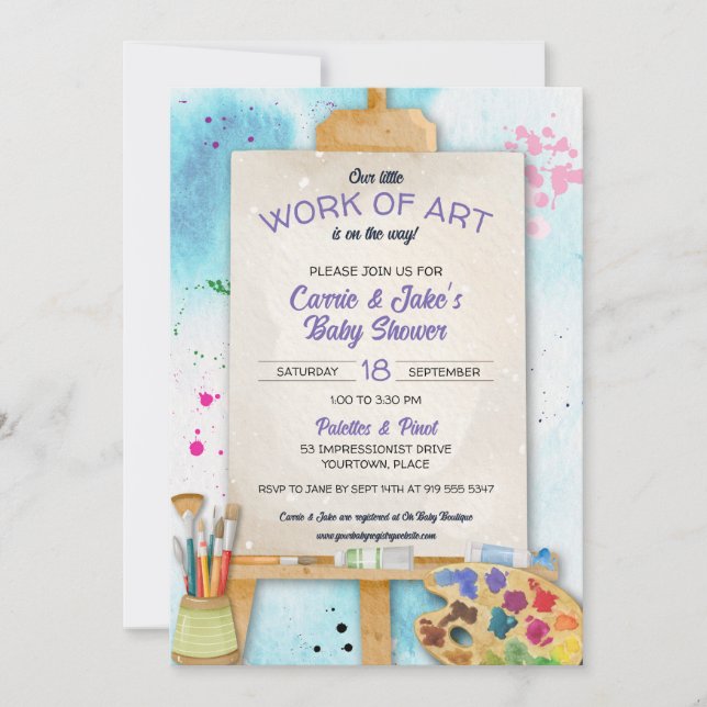 Invitation de Baby Shower Œuvre d'Art (Devant)