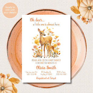 Invitation de Baby Shower « Oh Deer » Thème d'Auto