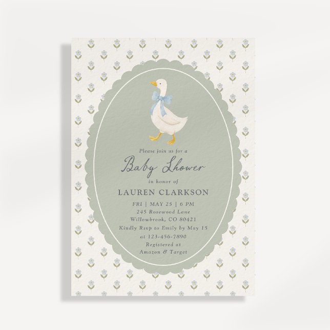 Invitation de baby shower Oie de conte de fées vin (Créateur téléchargé)
