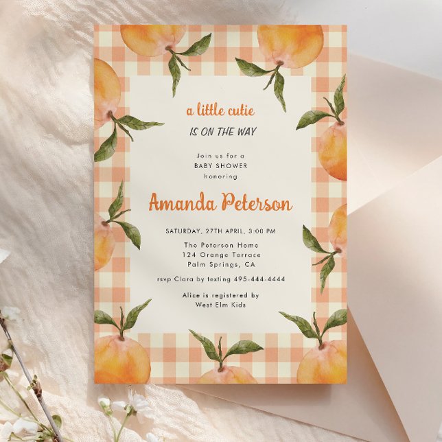 Invitation de Baby shower orange de Little Cutie r (Créateur téléchargé)