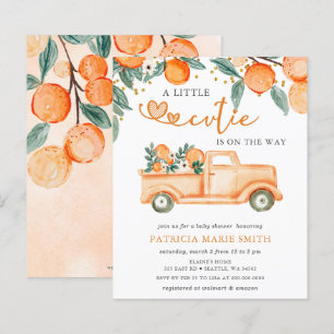 Invitation de Baby shower orange Little Cutie Budg