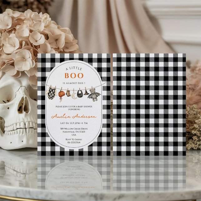 Invitation de baby shower ours Halloween noir et b (Créateur téléchargé)