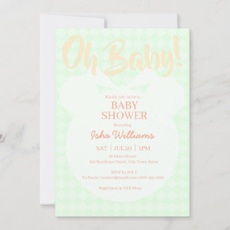 Invitation de Baby Shower Ours Vert Clair Orange O