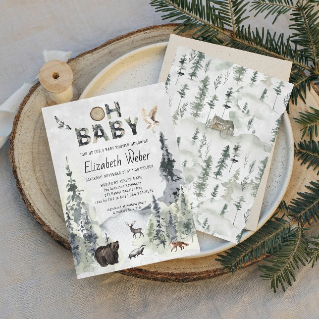 Invitation de Baby Shower Ourson de la Forêt Rusti (Créateur téléchargé)