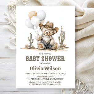 Invitation de Baby Shower Ourson Occidental