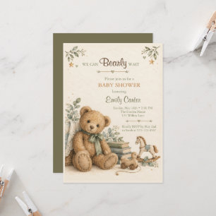 Invitation de baby shower ourson vintage