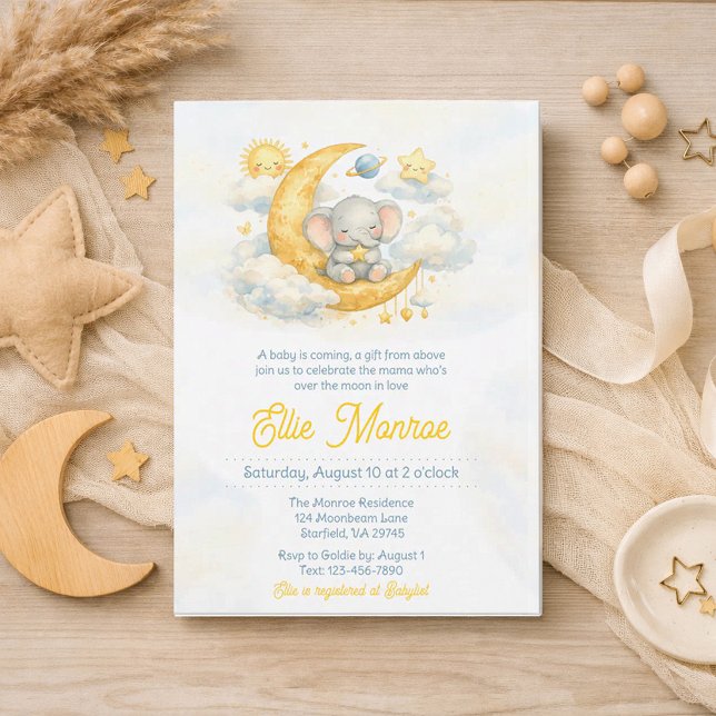 Invitation de Baby Shower Over the Moon (Créateur téléchargé)