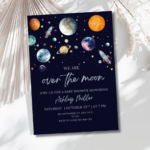Invitation de Baby Shower Over The Moon Boy Baby, 