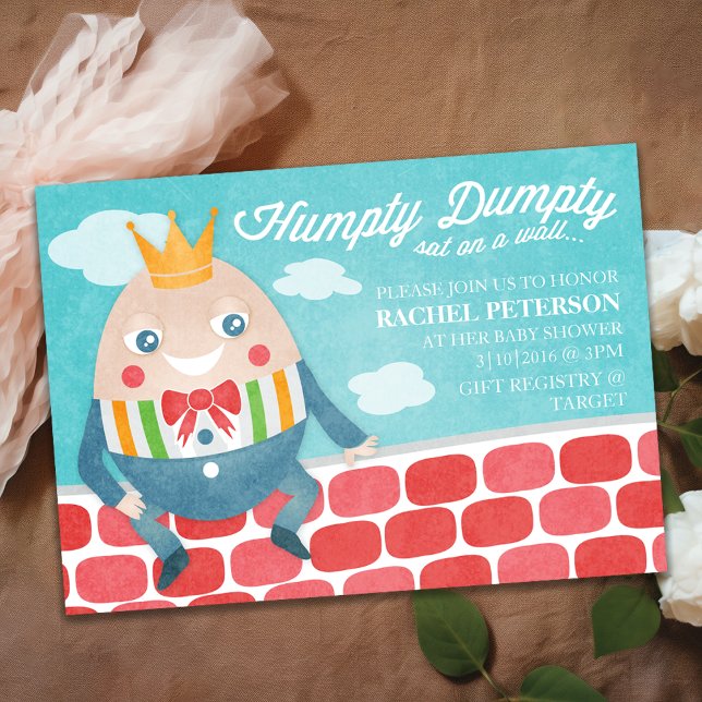 Invitation de Baby shower pâle et coloré (Colorful Humpty Dumpty Baby Shower Invitation
)