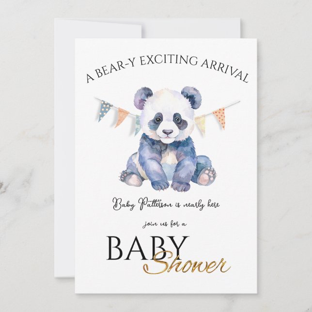 Invitation de Baby shower Panda bébé personnalisé (Devant)