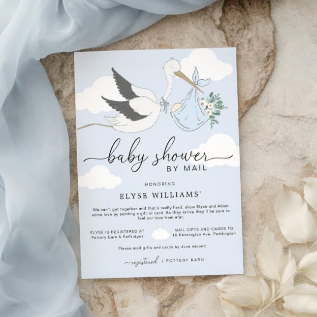 Invitation de Baby Shower par courrier Cigogne Ble (Créateur téléchargé)