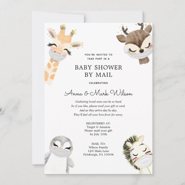 Invitation de Baby Shower par courrier pour Bébés  (Devant)