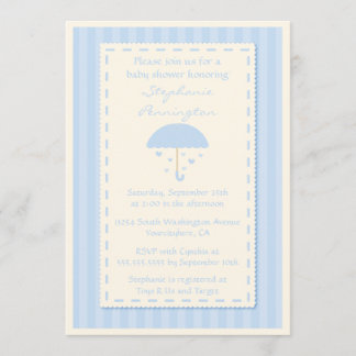 Invitation de baby shower parapluie de coeurs pleu