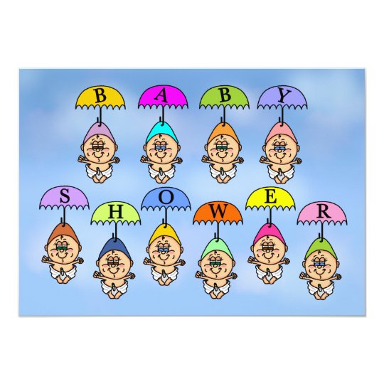 Invitation de baby shower - parapluies de douche