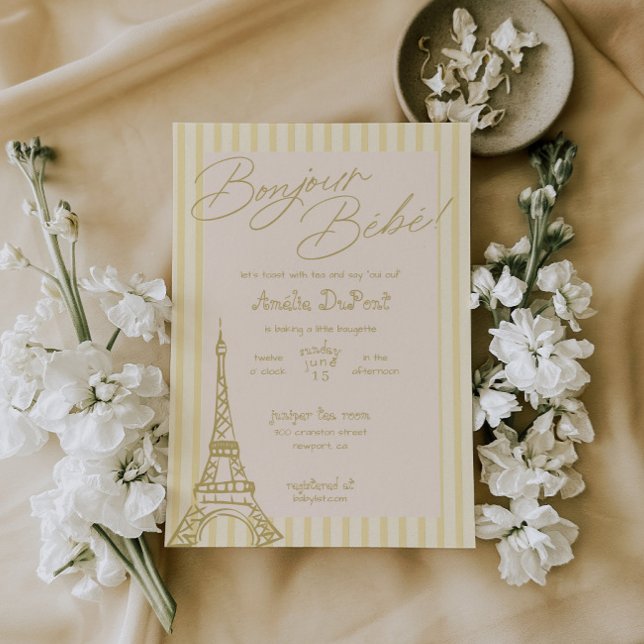 Invitation de Baby shower parisien jaune (Créateur téléchargé)