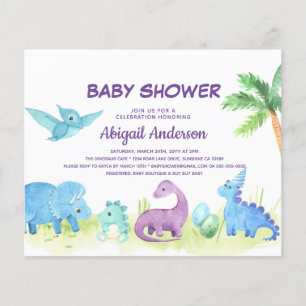 Invitation de Baby Shower pas chère avec Dinosaure