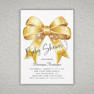 Invitation de Baby Shower Pastel Gold Bow Coquette