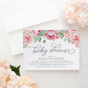 Invitation de Baby shower Peony antique