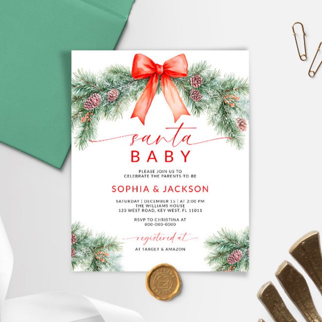 Invitation de Baby shower Père Noël de Noël de la  (Créateur téléchargé)