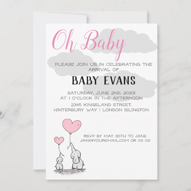Invitation de Baby shower personnalisée (Devant)