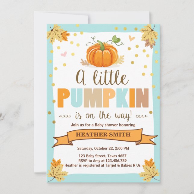 Invitation de baby shower peu d'automne de garçon (Devant)