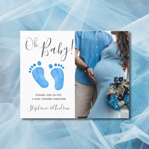 Invitation de Baby Shower Photo Garçon Pieds de Bé