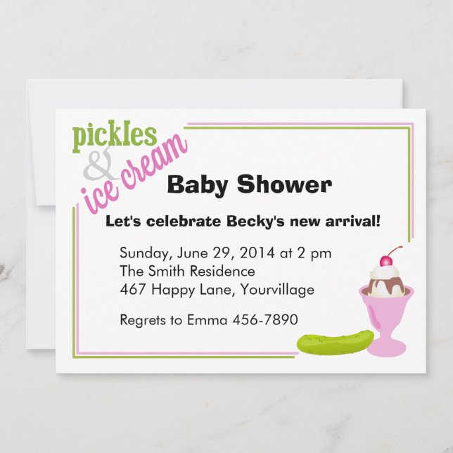 Invitation de Baby shower Pickles & Ice Cream (Devant)