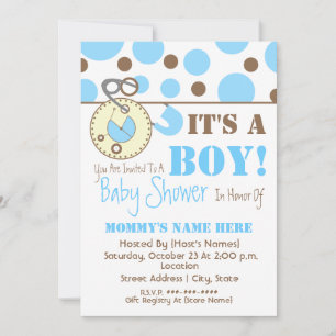 Invitation de Baby shower - Pinceau de couches ble