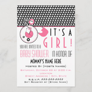 Invitation de Baby shower - Pinceau de couches ros