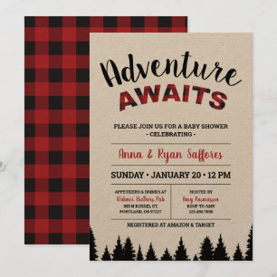 Invitation de Baby shower Plaid - Attente d'aventu