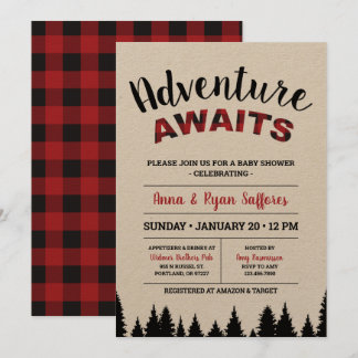 Invitation de Baby shower Plaid - Attente d'aventu