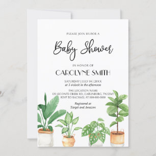 Invitation de Baby shower Plante Poted Boho