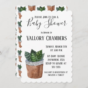 Invitation de Baby shower Plante Succulent Poted