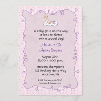 Invitation de Baby shower Pois rose pourpre