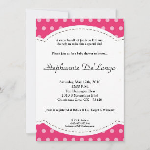 Invitation de Baby shower Poke Pink Poke 5x7 Girl