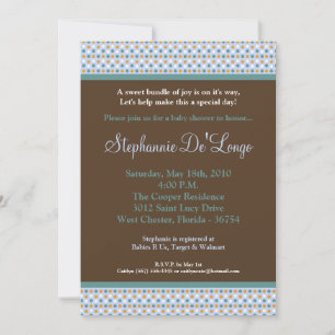 Invitation de Baby shower PolkaDot 5x7 Blue Sweeth