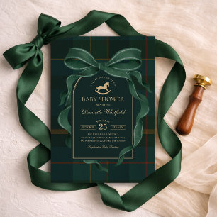Invitation de baby shower Polo Tartan Équestre Ver