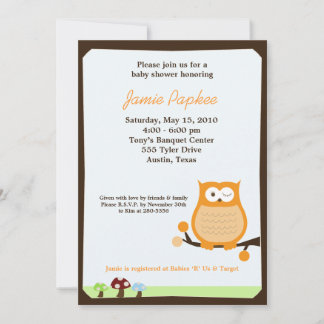 Invitation de Baby shower Pop Owl Nature 5x7