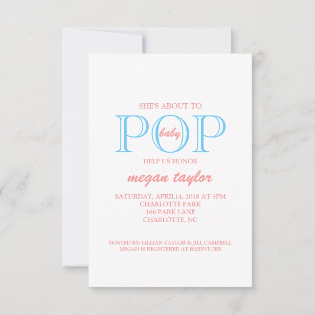 Invitation de Baby shower pop|whitepiblu (Devant)