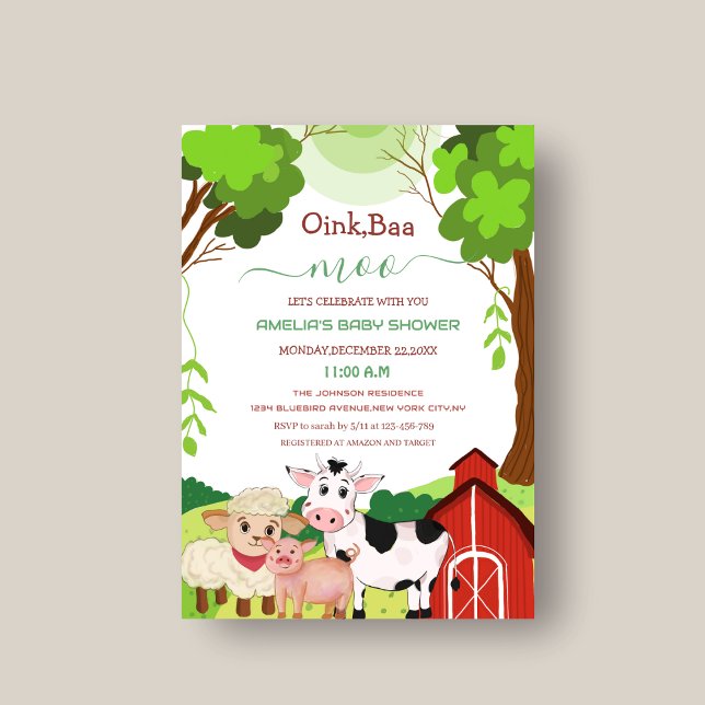 Invitation de baby shower pour bébé animaux avec o (Créateur téléchargé)