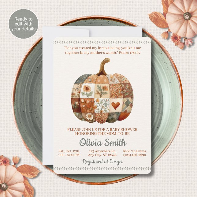 Invitation de baby shower pour bébé avec verset bi (Créateur téléchargé)