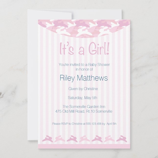 Invitation de Baby shower pour bébé fille (Devant)