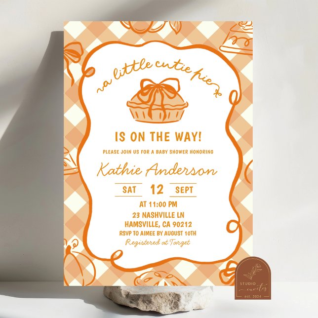 Invitation de baby shower pour bébé pie dessinée à (Créateur téléchargé)