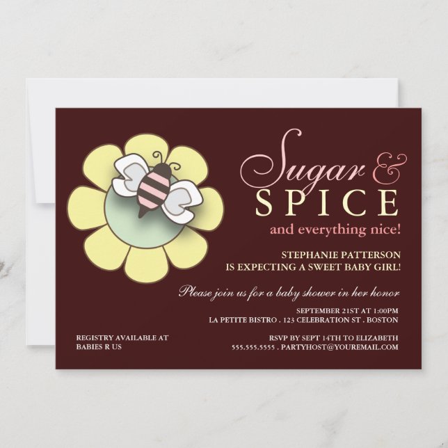 Invitation de Baby shower pour bébé Sugar & Spice (Devant)